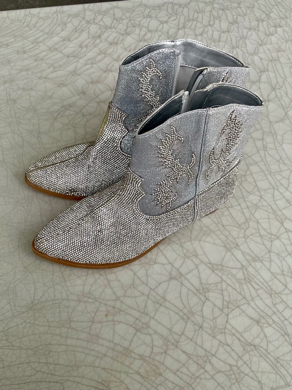 GB Girls silver rhinestone boots youth girl size 3